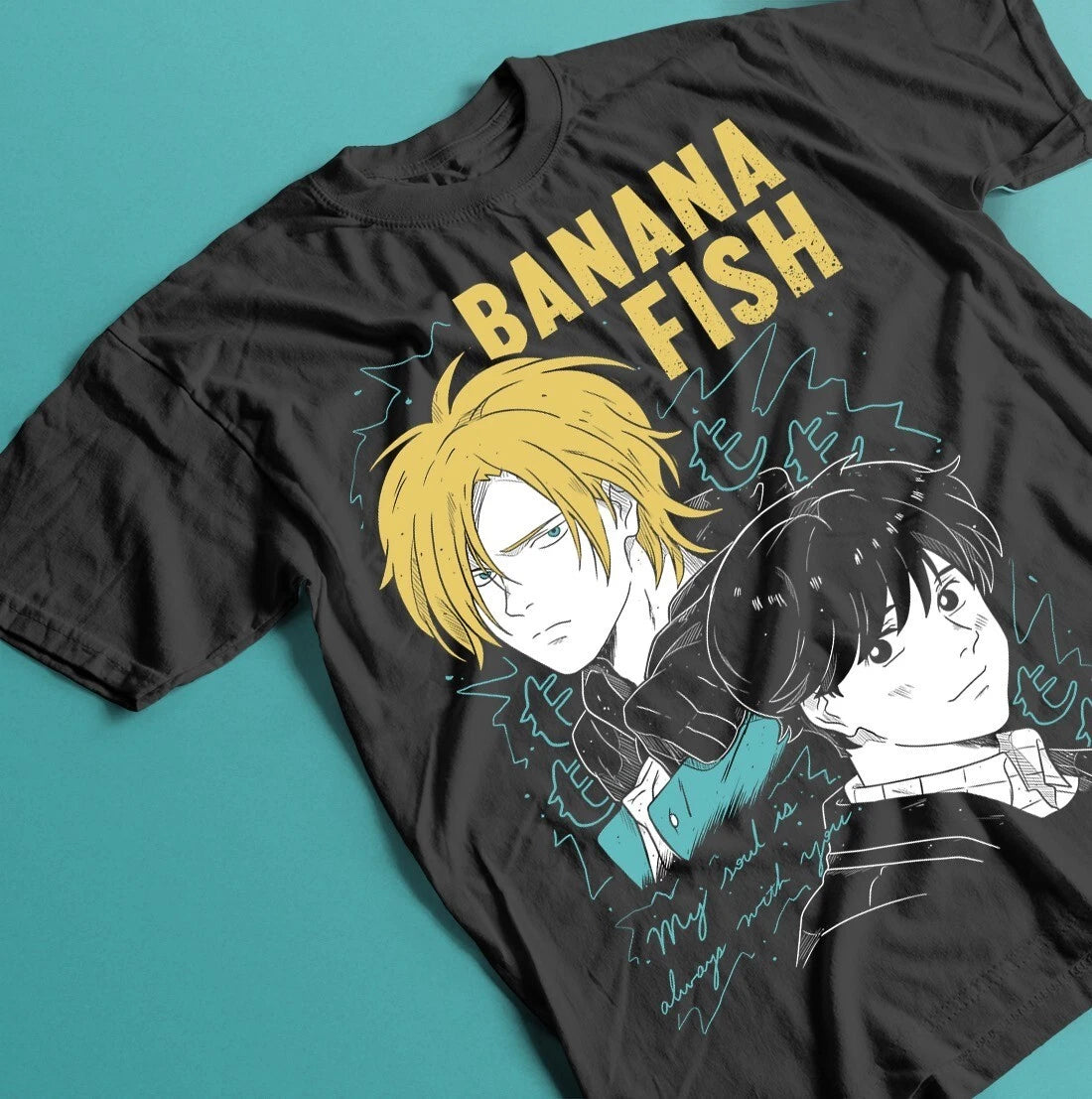 Anime Banana Fish Unisex Tee - Ash Lynx Eiji Card Kawaii T-shirt, Manga Apparel
