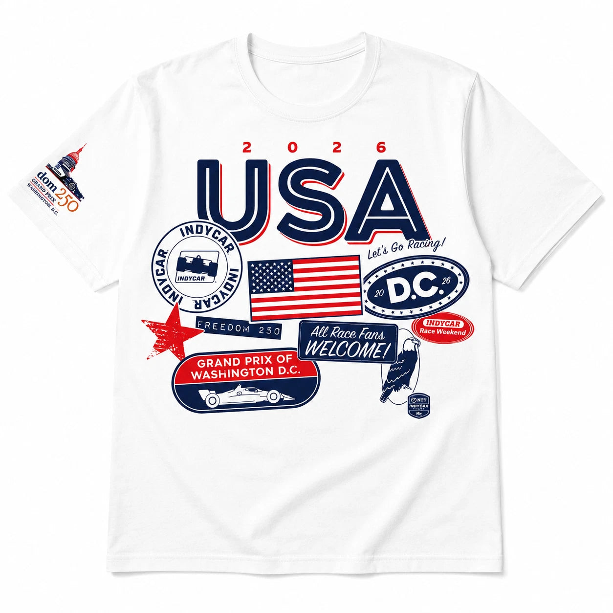 [HOT] Indy.car 2026 Patriotic Racing Freedom 250 July 4th Graphic Shirt S-5XL