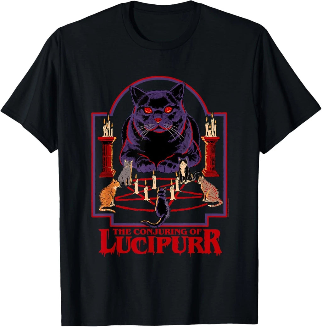 Steven Rhodes Conjuring of Lucipurr Retro Dark Humor T-Shirt