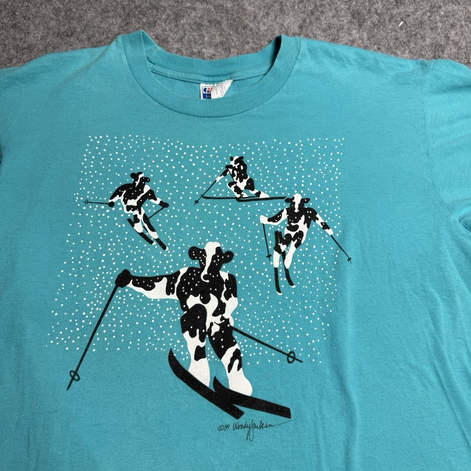 Vintage 80s Woody Jackson Ski Cow T Shirt