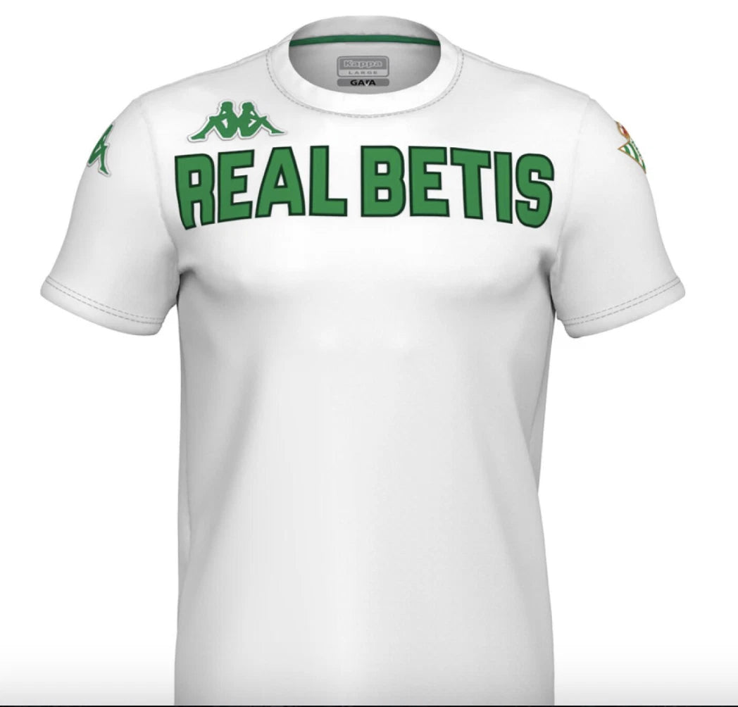 Kappa Real Betis Mens Chest Logo Fan T-Shirt / White Green / RRP £20