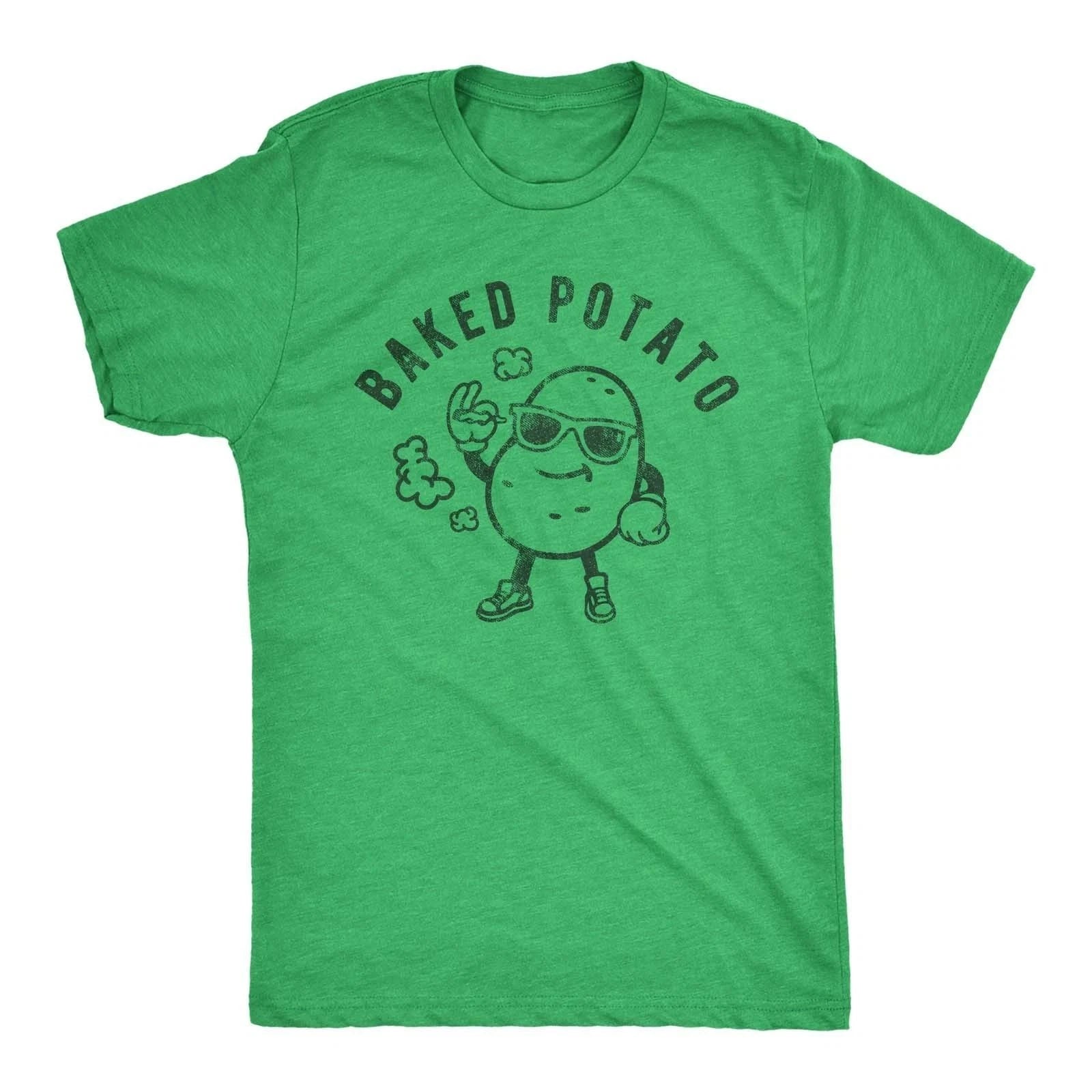 Mens Baked Potato T Shirt Funny 420 Marijuana Weed Graphic Novelty Tee for