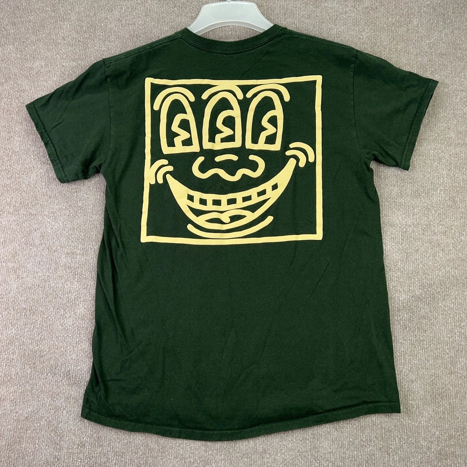 Keith Haring Men's Graphic Art Tee Shirt Size M Green Cotton Pop Art Streetwear