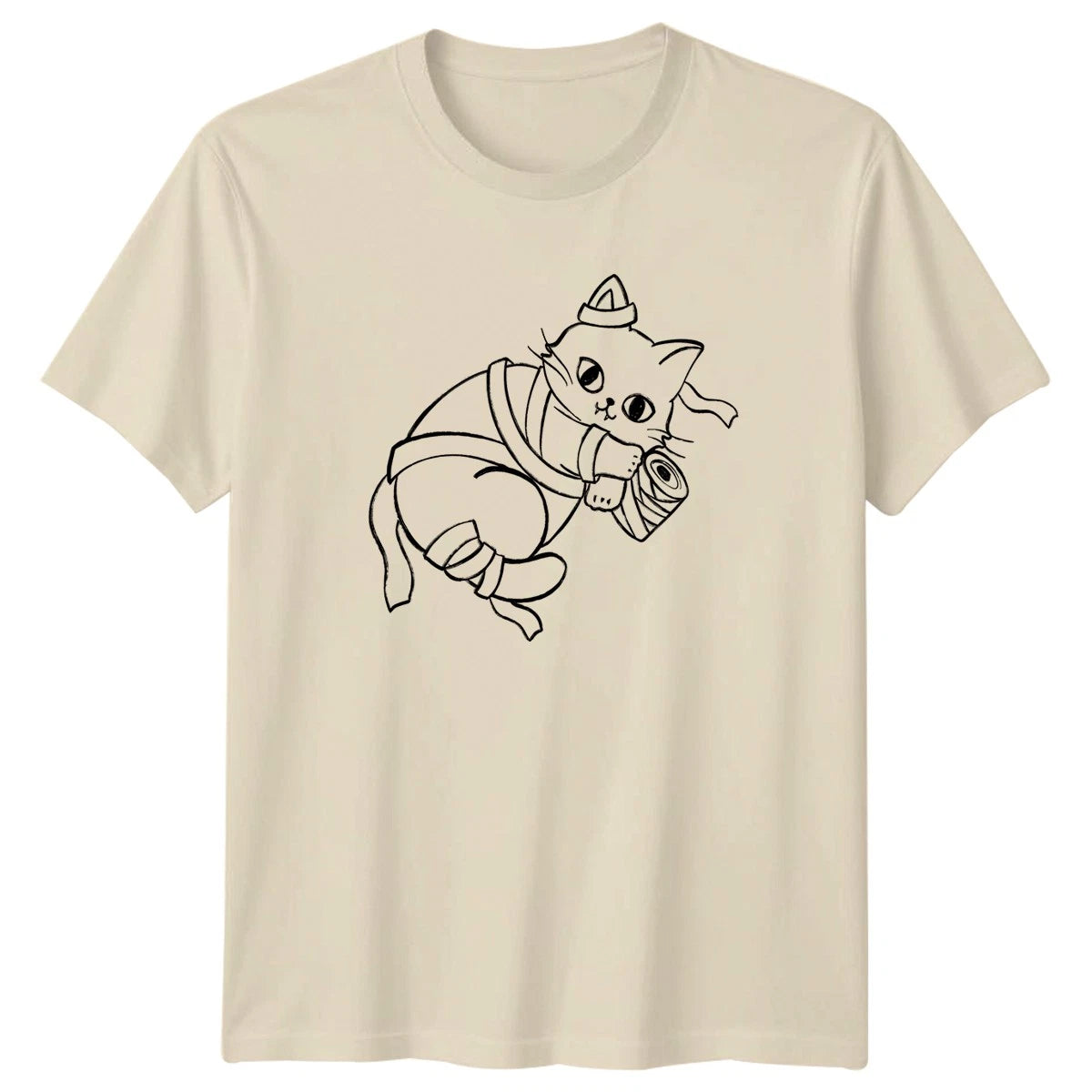 Cute Japanese Style Warrior Cat T-Shirt Japanese Culture Cats Birthday Gift