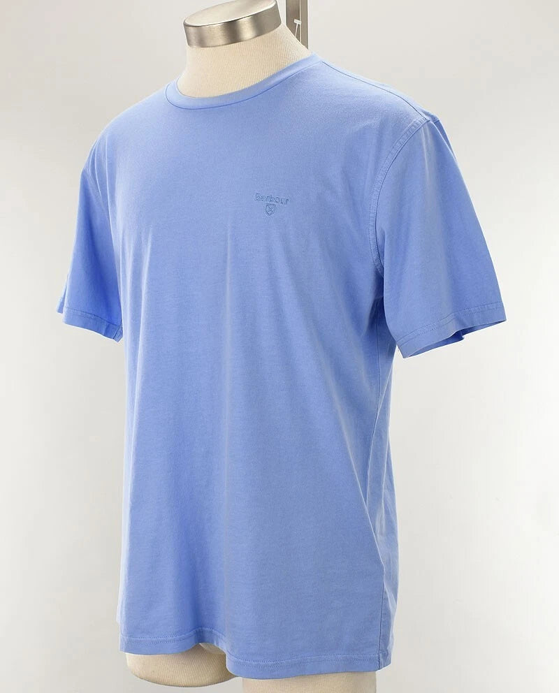 BARBOUR Mens Sky Blue Garment Dyed Cotton Crew Neck T Shirt SMALL NWT