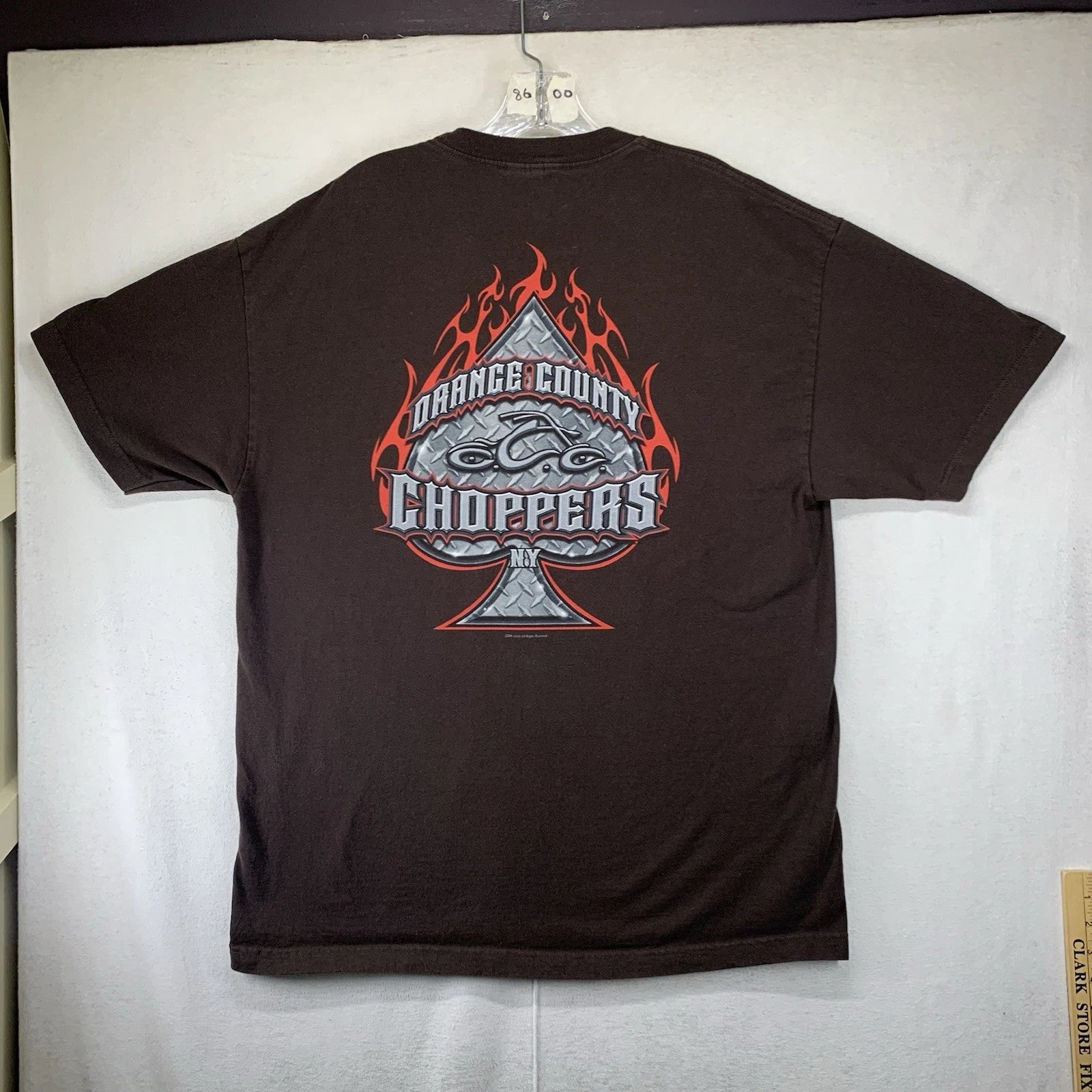 Vintage Orange County Choppers T Shirt Mens XL Brown Biker Y2K Thick Knit