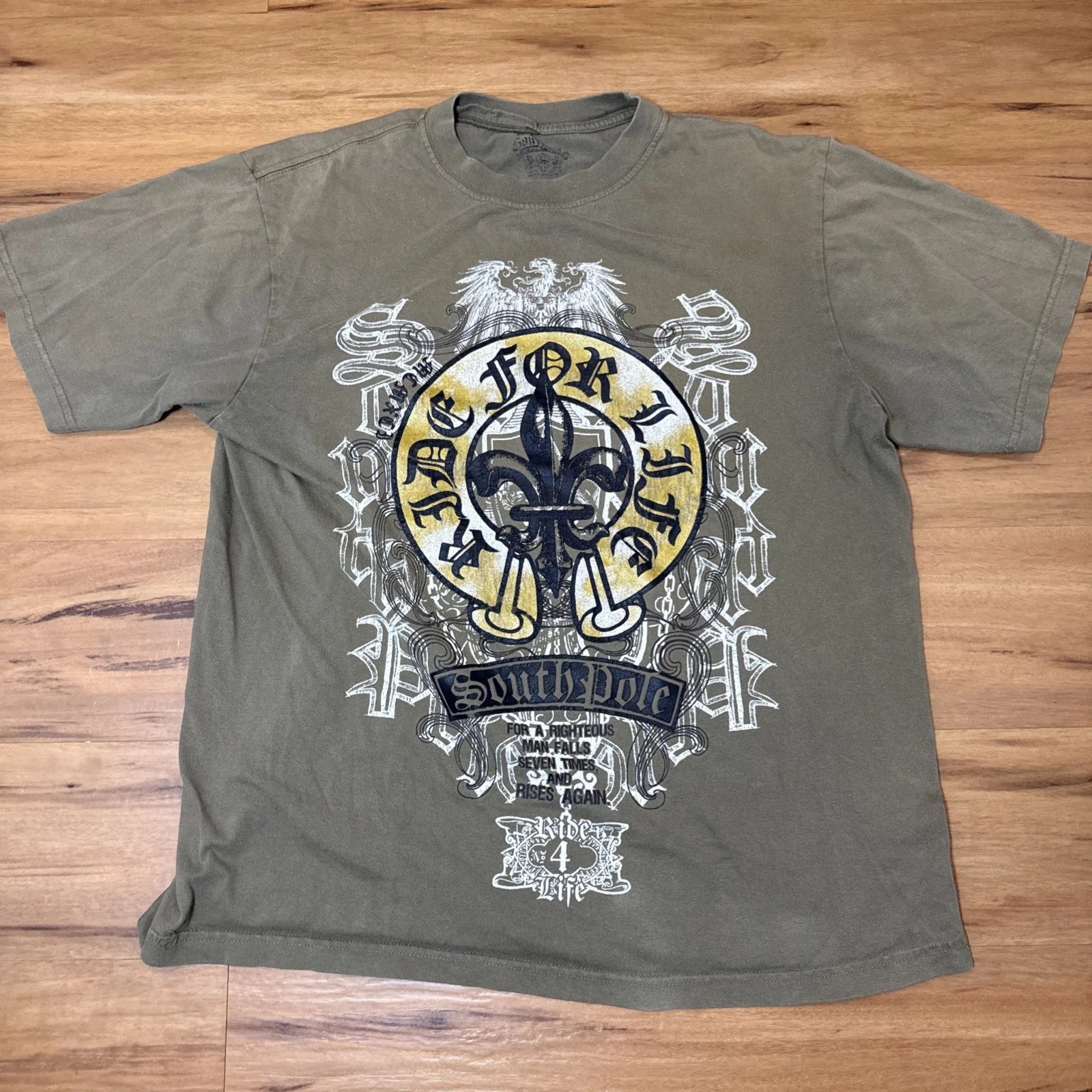 Vintage Y2k South Pole Graphic T Shirt Men's Size L XL? Green Ride 4 Life