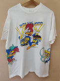 Vtg 1989 Woody Woodpecker T-Shirt Universal Studios Florida AOP Walter Lantz L/X