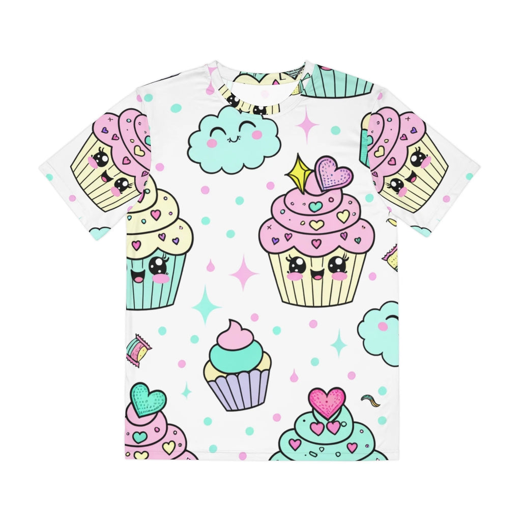 All Over Print T Shirt Kawaii Cupcake Clouds Pastel Sweet Cute AOP Polyester Tee