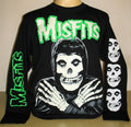 Misfits Skull Logo Glow Punk Rock Band Long Sleeve T-Shirt Size S M L XL 2XL 3XL