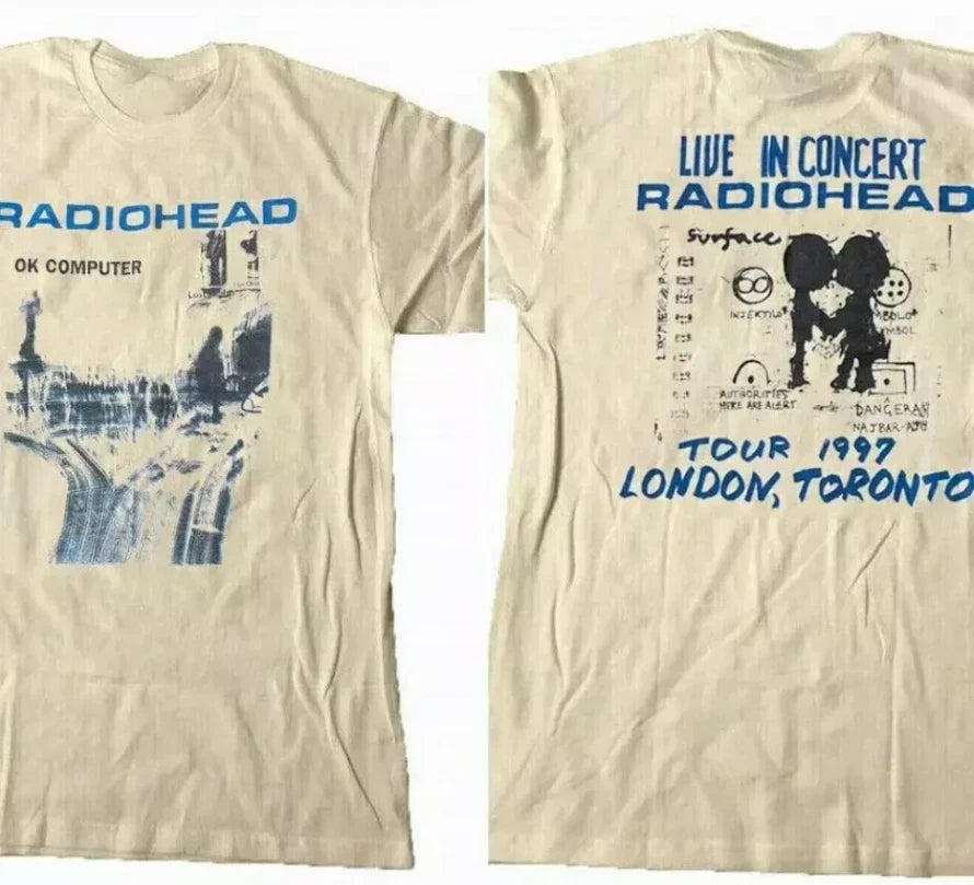Radiohead Ok Computer Albums 90s graphic Sand T shirt HeavyweighT-shirT