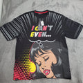 NWT Mens Black Graphic Tee Pop Art Size 3XL (2X?) "CAN'T EVEN" Cotton *READ*