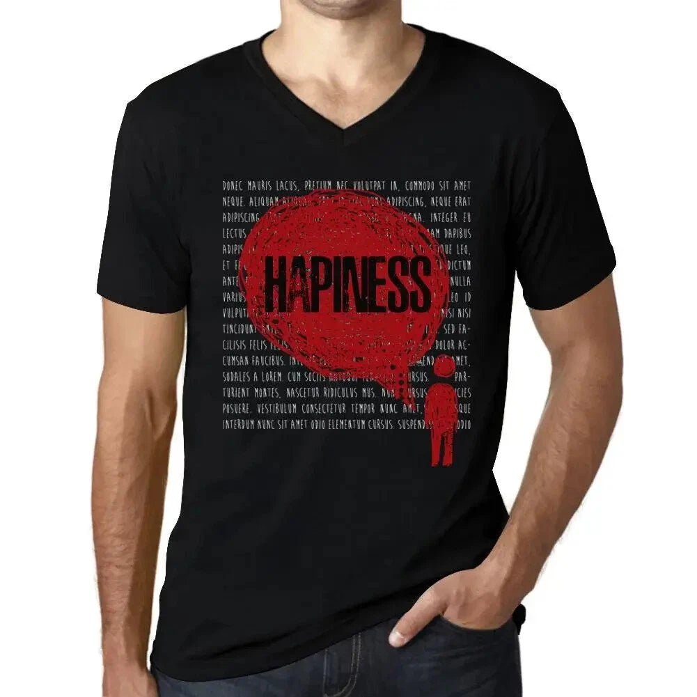 Men's Graphic T-Shirt V Neck Thoughts Hapiness Eco-Friendly Limited Edition