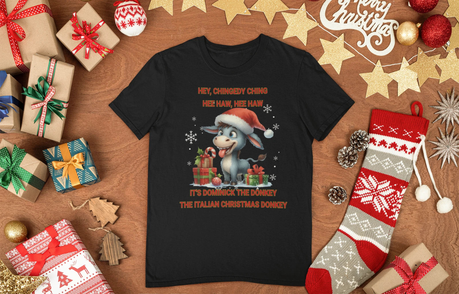 Funny Christmas Italian Christmas Donkey Dominick The Donkey T-Shirt
