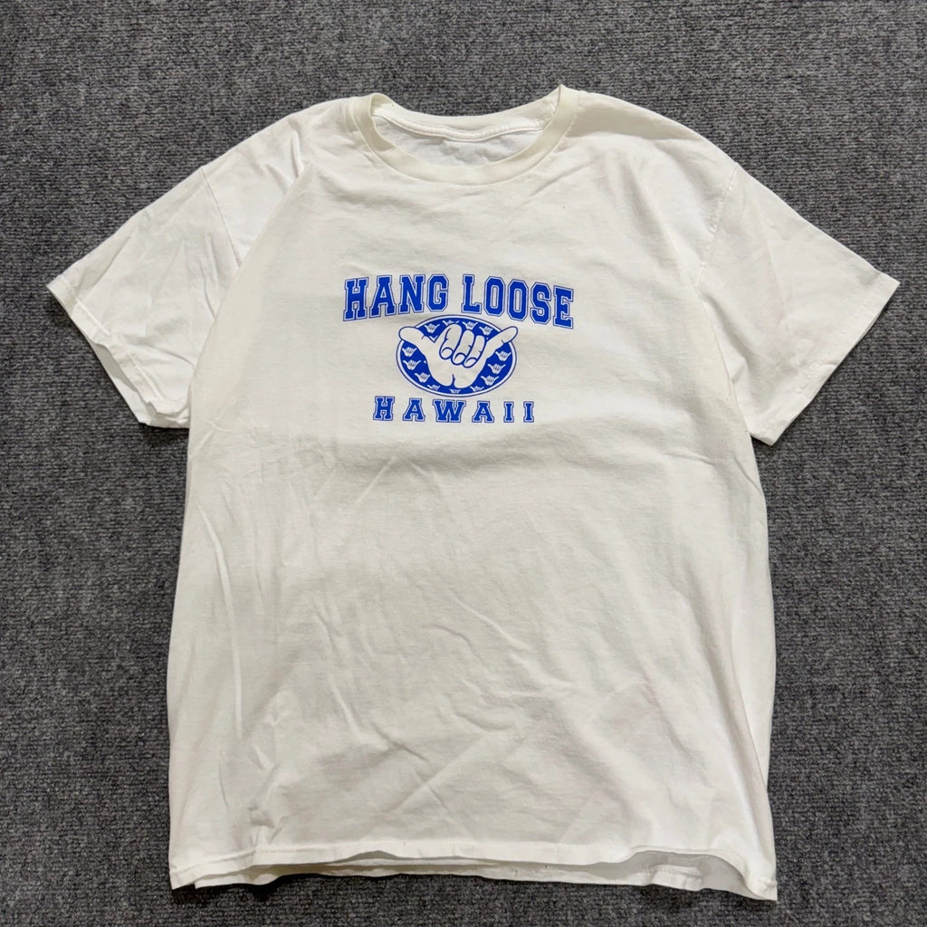 Hawaii Hang Loose T-shirt Men's M White Y2K Island Pride