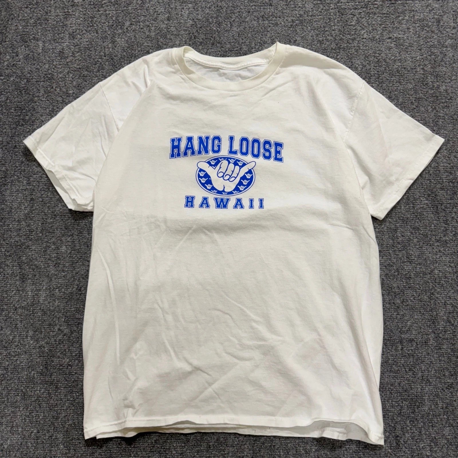 Hawaii Hang Loose T-shirt Men's M White Y2K Island Pride