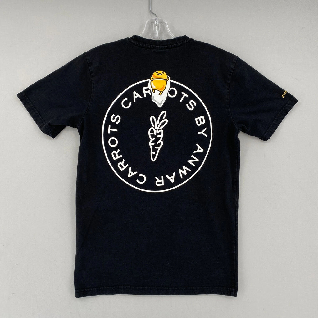 Gudetama Anwar Carrots Tee Shirt Adult Small Black Graphic Logo Cotton Kawaii