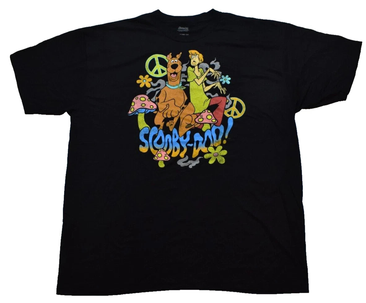 Scooby-Doo! Mens Big & Tall Scooby Shaggy Peace Mushrooms Flowers Shirt New 3XLT