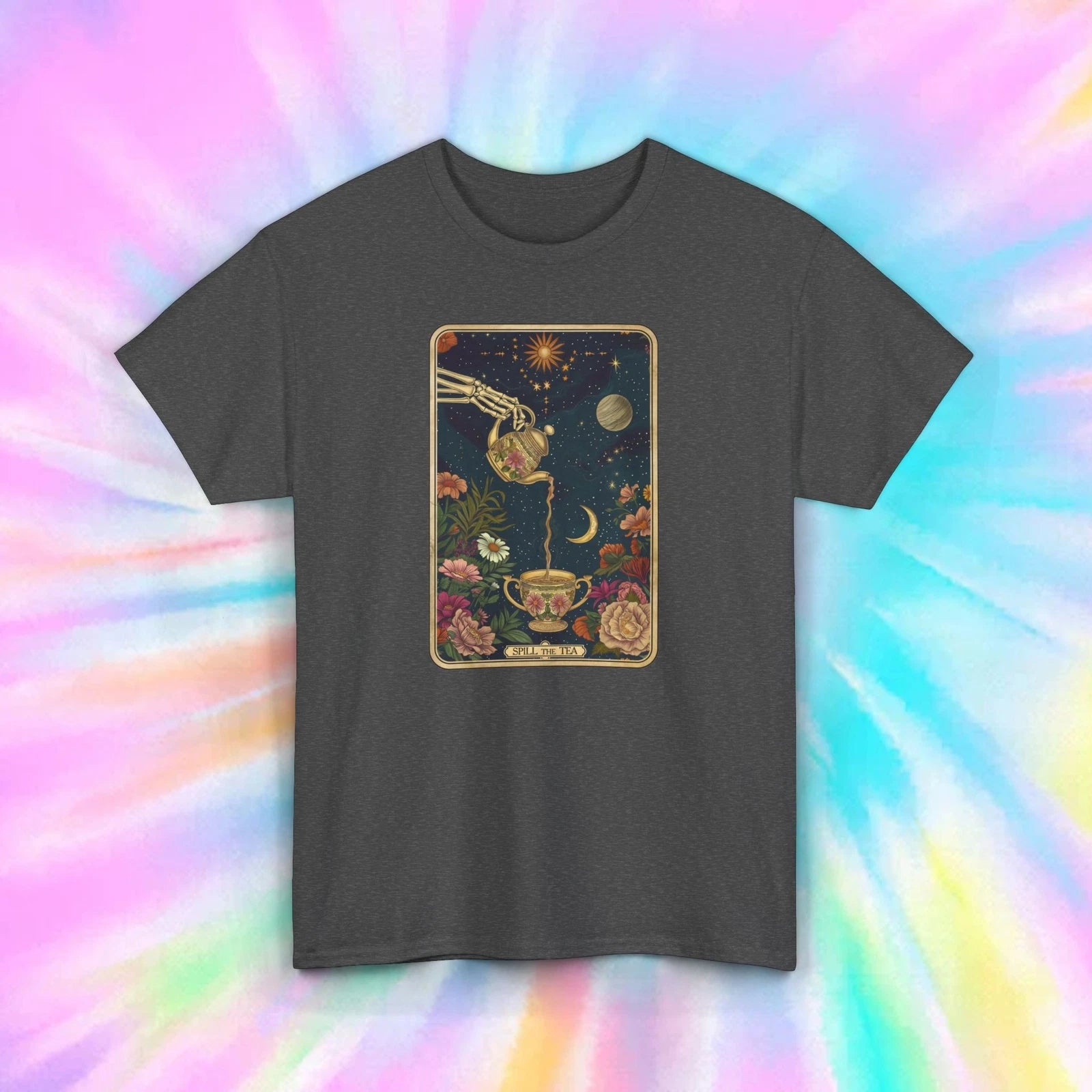 Spilling Tea Tarot Tee | Cosmic Design | Astrology Graphic T-Shirt | S-5XL
