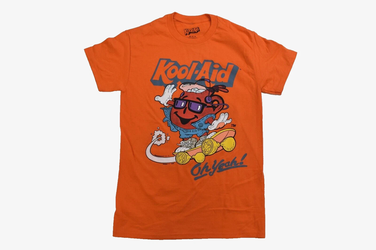 Kool-Aid Mens Kool-Aid Man on Skateboard Oh Yeah! Funny Orange Shirt New Medium