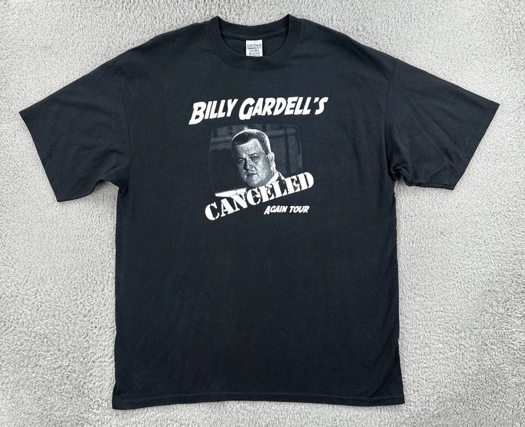 Vtg Gildan Y2K XL Black T Shirt Billy Gardell’s Canceled Again Comedy Tour Tee