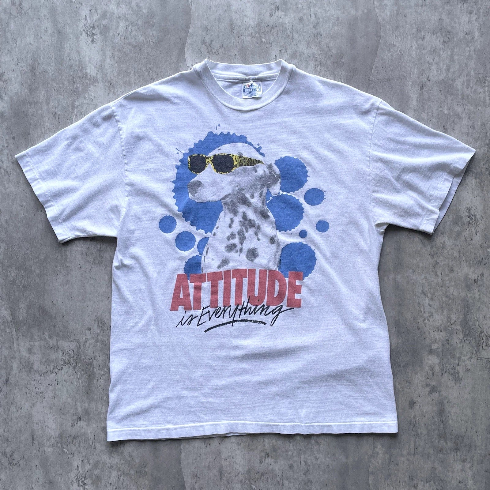 Vintage 90s Attitude Is Everything Dalmatian Dog T Shirt Mens Large Pop Art USA