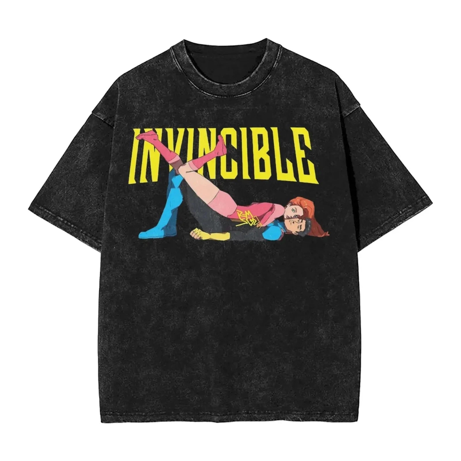 Invincible Cotton T-Shirts Graphic Print Cartoon Washed Cotton Tees