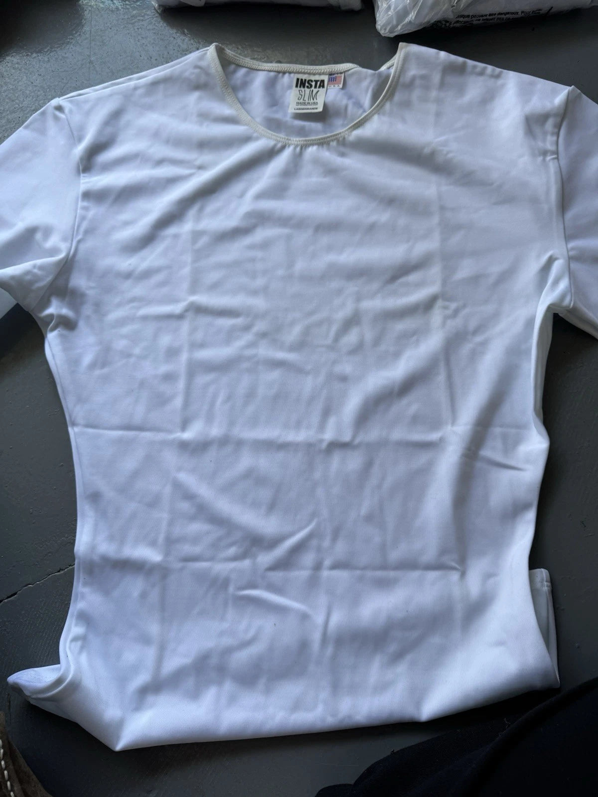 Insta Slim Men's White Compression Crew Neck Large Made In USA