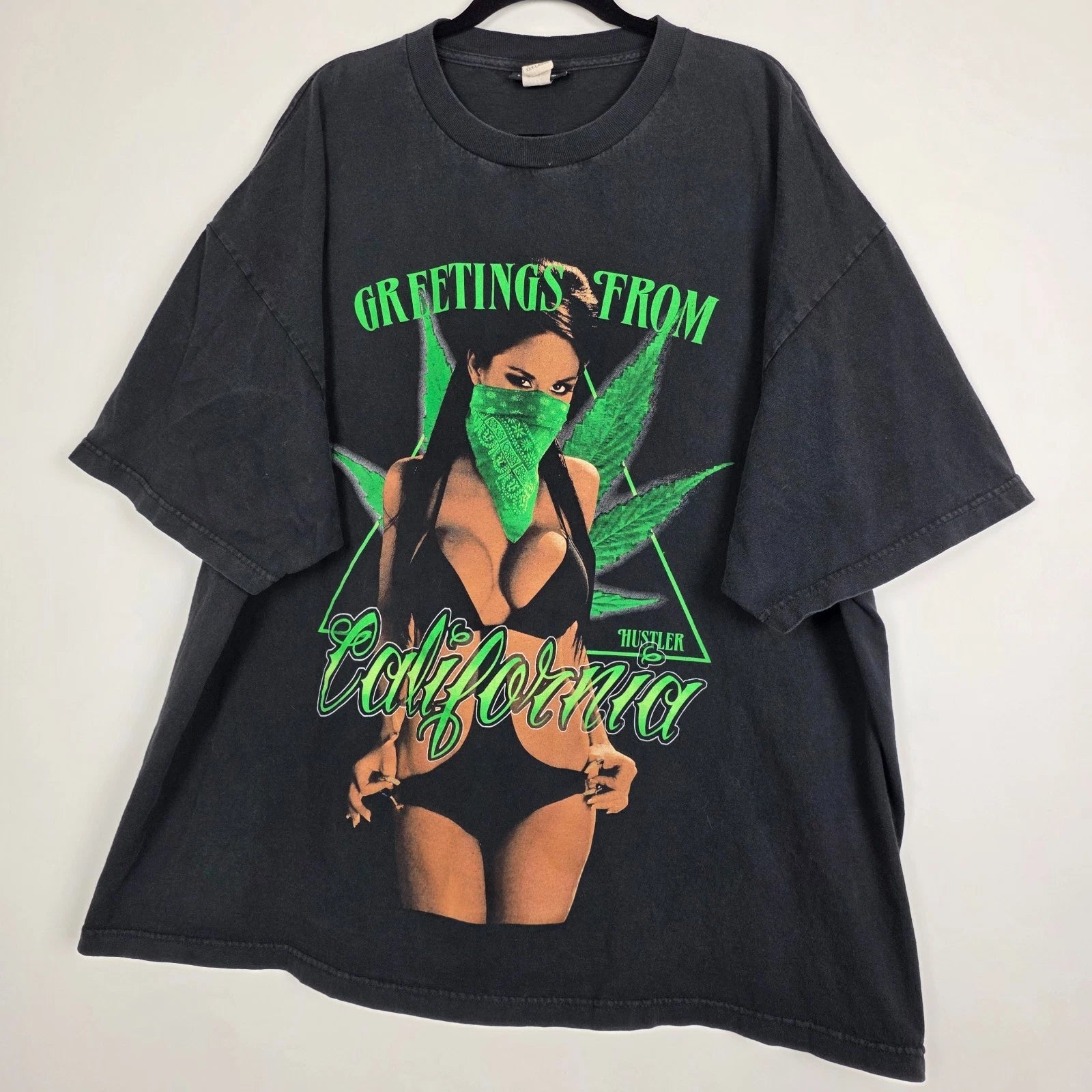 Vintage Y2K Hustler California Weed Smoking Men 3XL Short Sleeve Graphic T Shirt