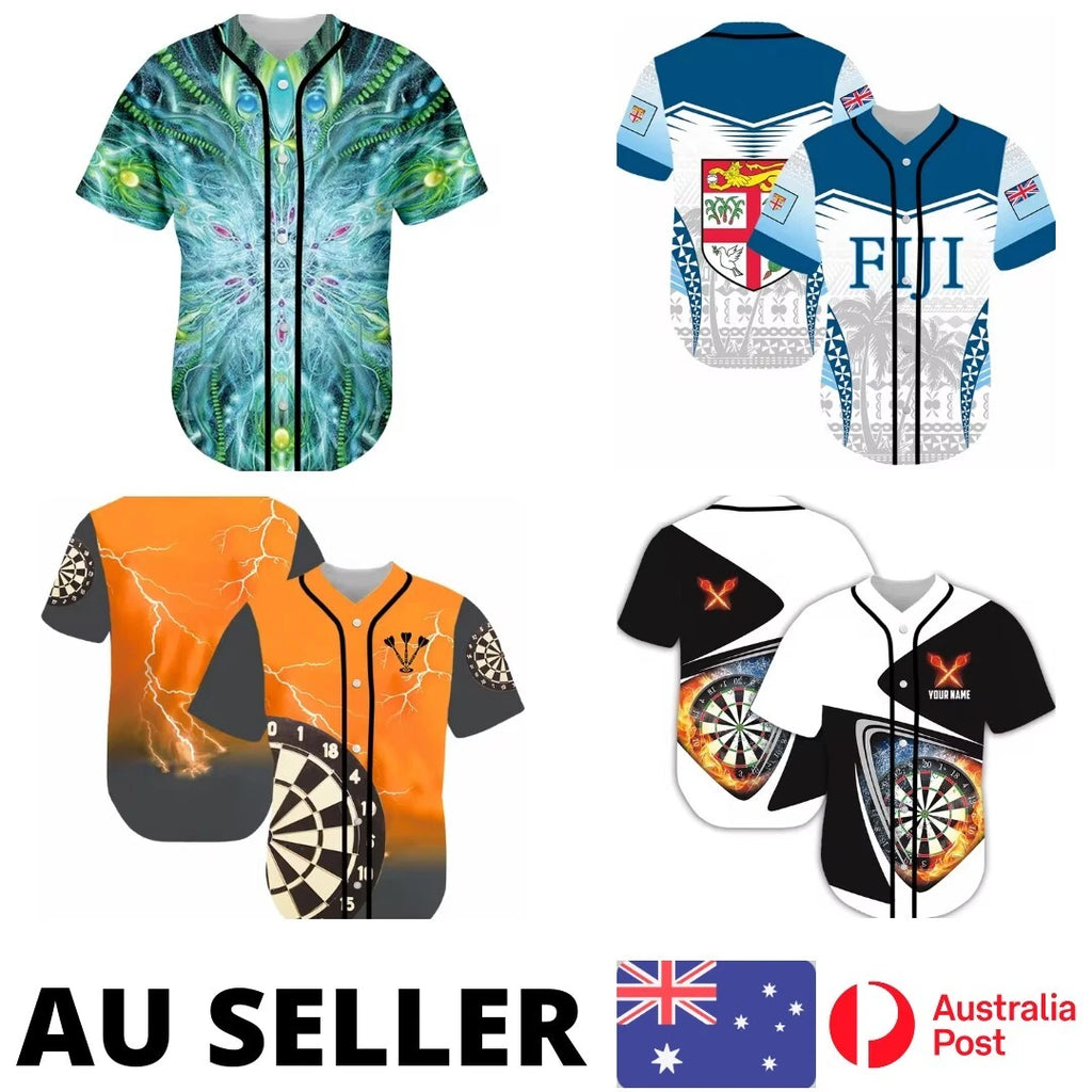 Baseball Jersey Shirt Fiji National Darts Team - AU Stock