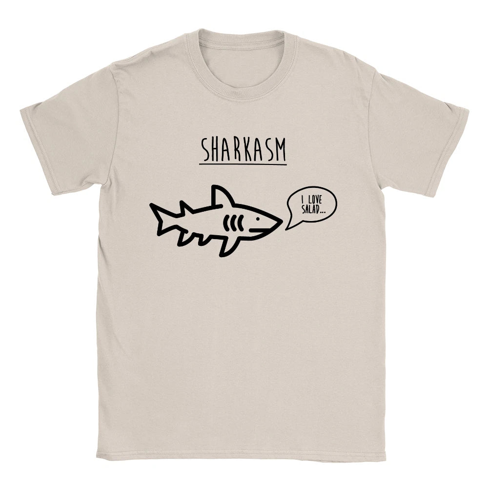 Sharkasm Mens T-Shirt Funny Joke Salad Food Meat Eater Gift For Dad
