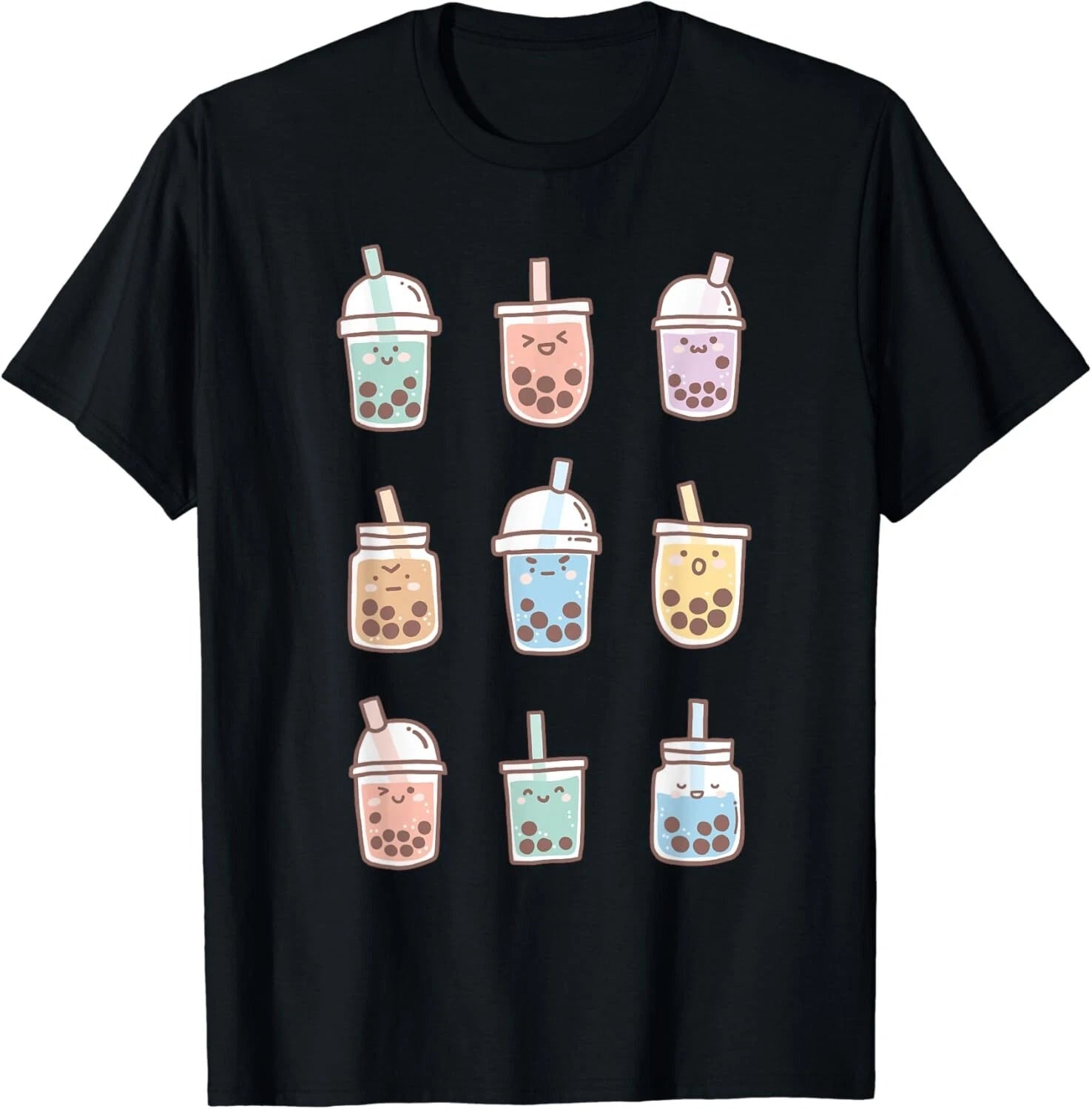 Cute Kawaii Boba Anime Bubble Tea Pastel Gift Unisex T-Shirt