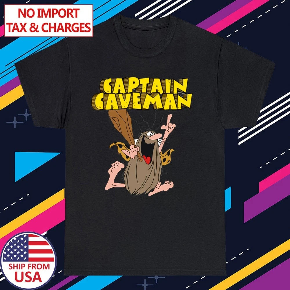 Captain Caveman Cartoon TV Show Men's Black Size S-5XL