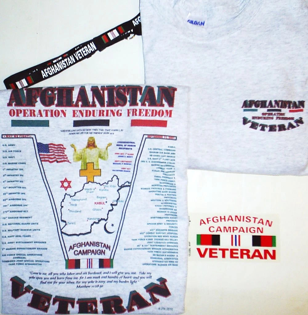 AFGHANISTAN WAR:OPERATION ENDURING FREEDOM U.S. MILITARY VETERAN  2-SIDED SHIRT