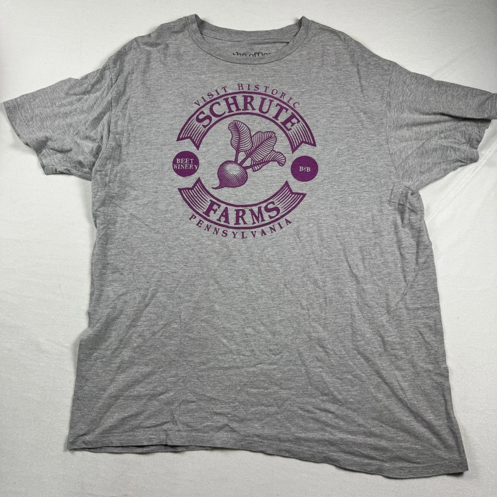The Office Schrute Farms Beet Winery Gray Purple T-Shirt Mens XL