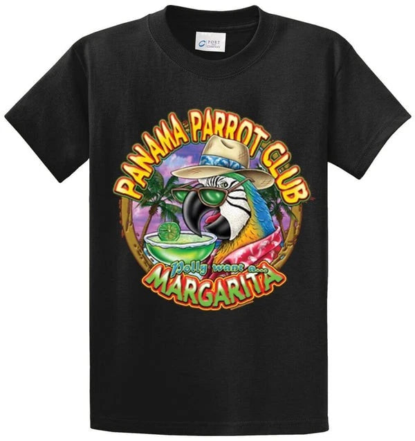 Panama Parrot Club Cotton Printed Tee Shirt Regular and Big and Tall Sizes
