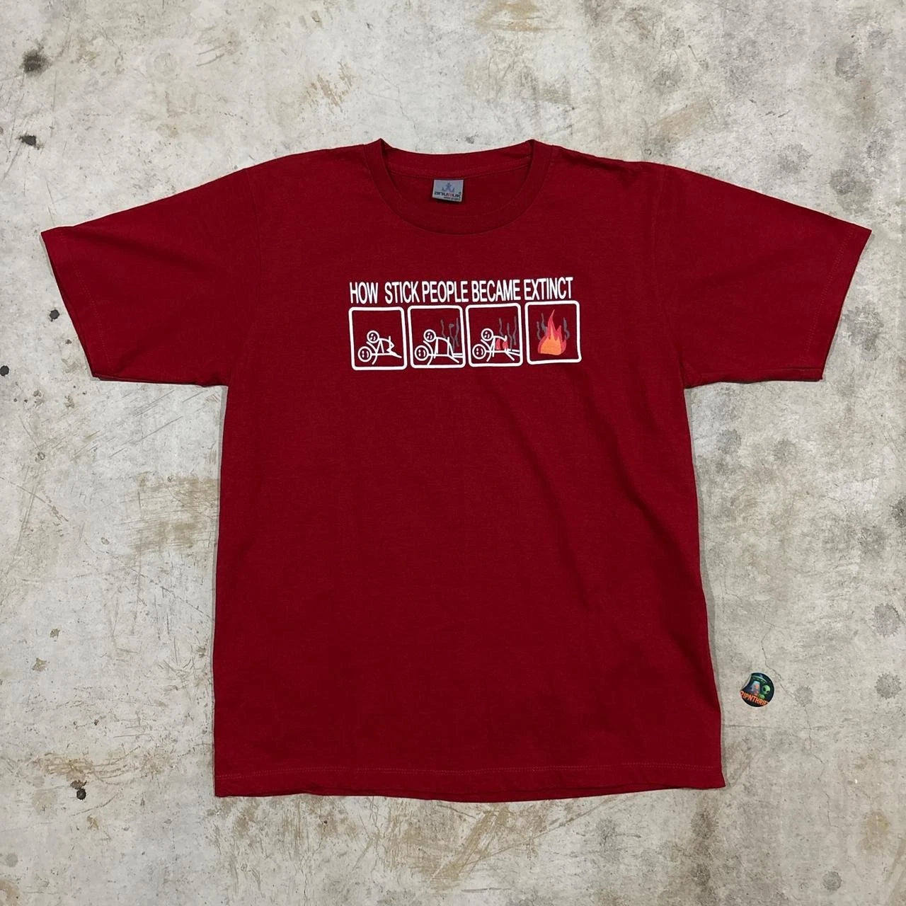Y2K How stick people became extinct funny t shirt Size XL