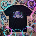 Retro Y2K Glitch Art Computer T-Shirt Vintage Tech Graphic Tee Men Women Black