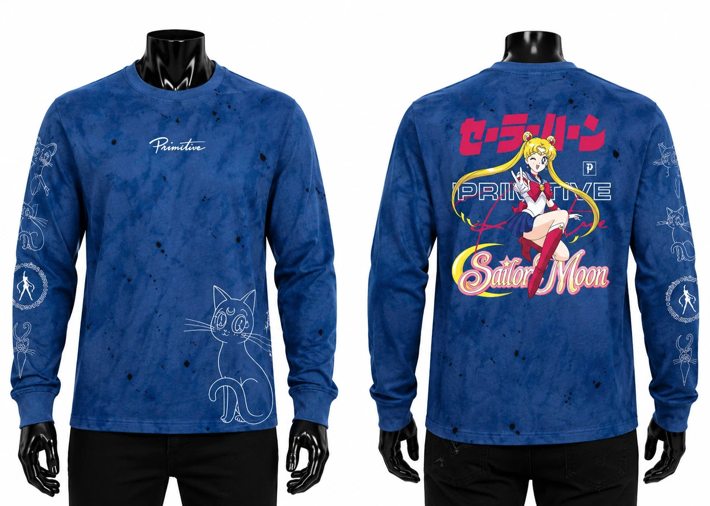 New Primitive x Sailor Moon Guardian (Navy) Washed Mens T Shirt MEDIUM RPRM-86