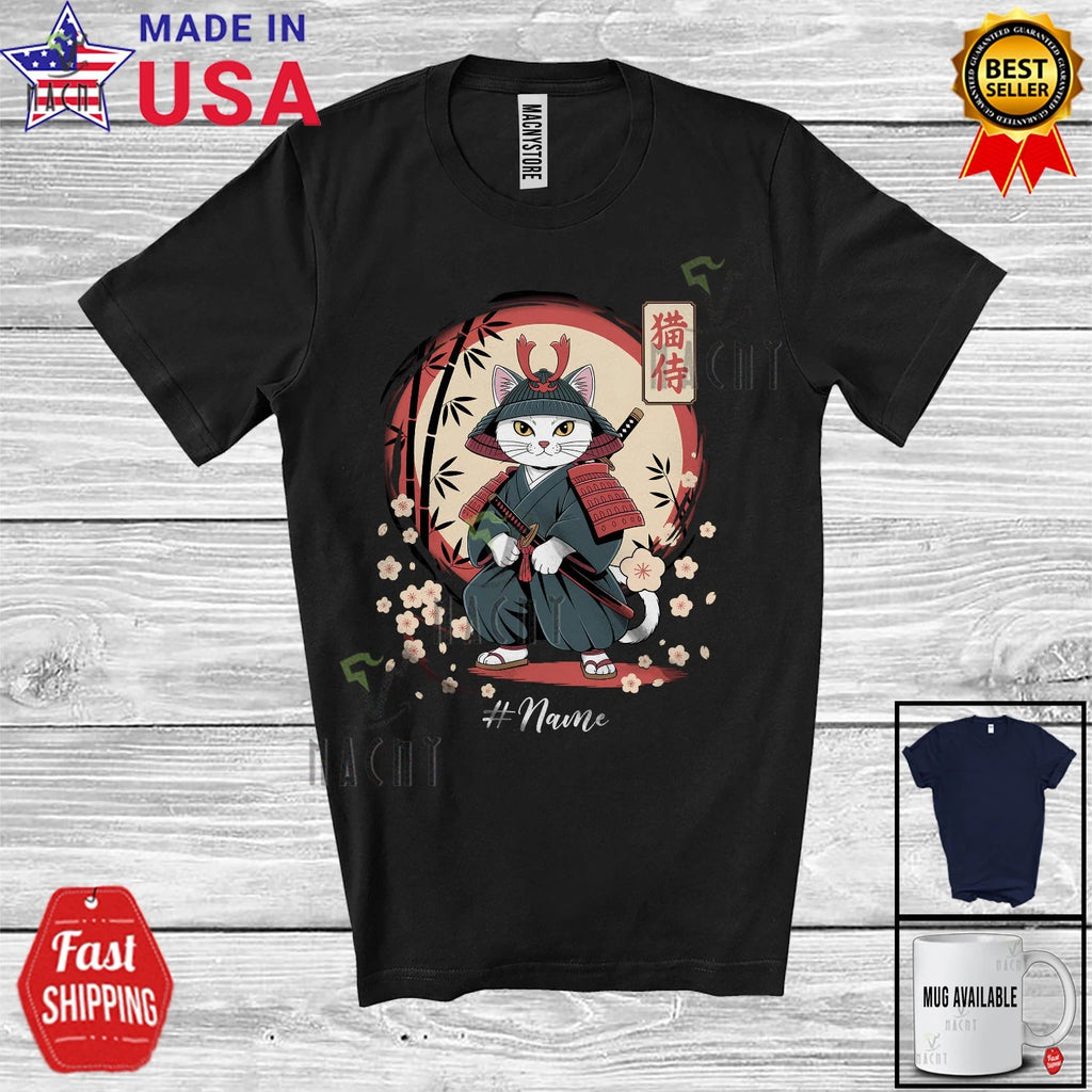 Custom Name Japanese Cat Tattoo; Lovely Kawaii Cat Japanese Martial Arts T-Shirt