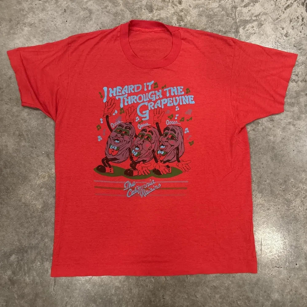 VTG 80s California Raisins Heard it through the Grapevine T-Shirt M  Marvin Gaye