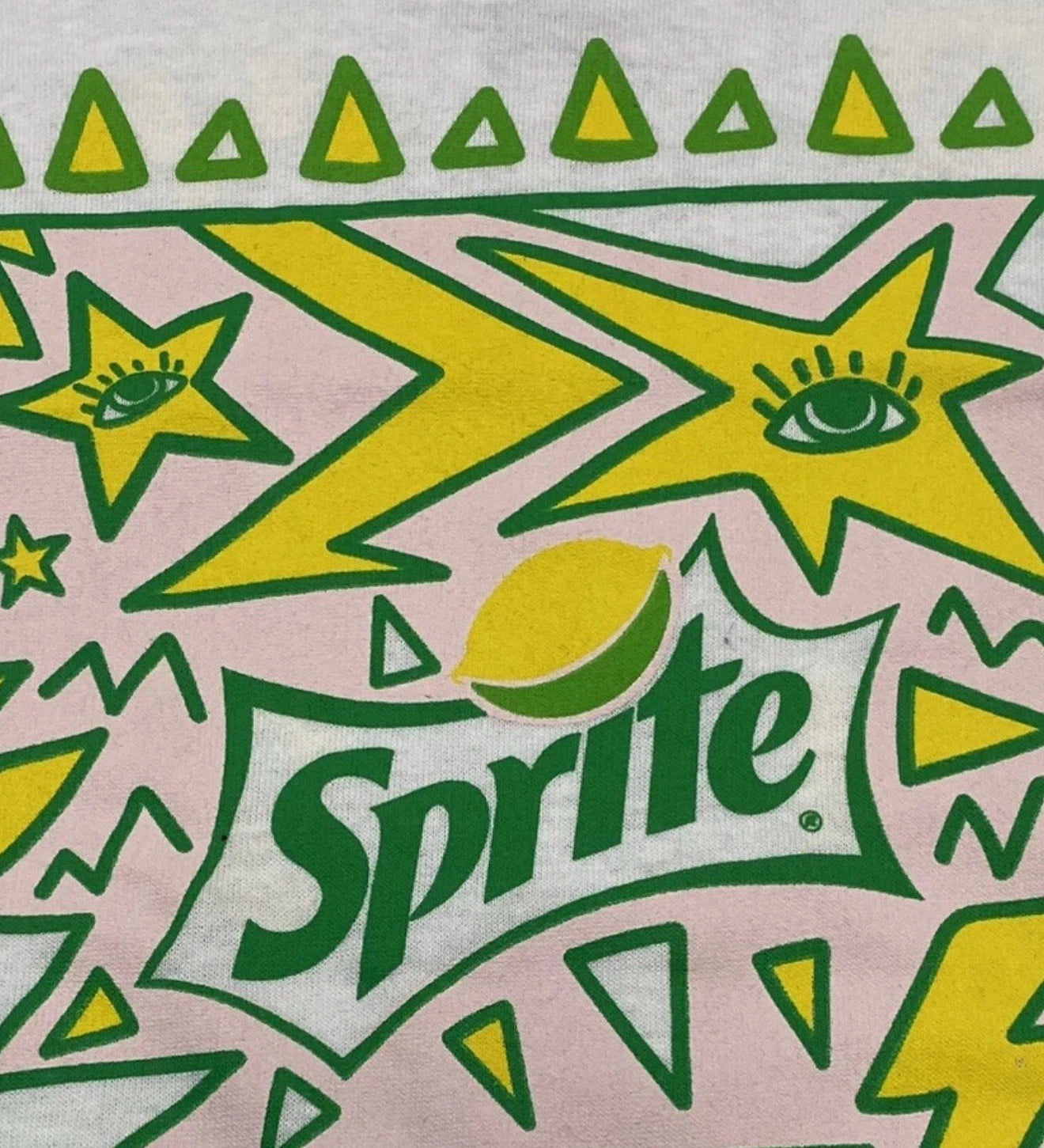 Pop Art SPRITE - 80’s Keith Haring Style Graphic T-Shirt Pink Green Adult Sz: L