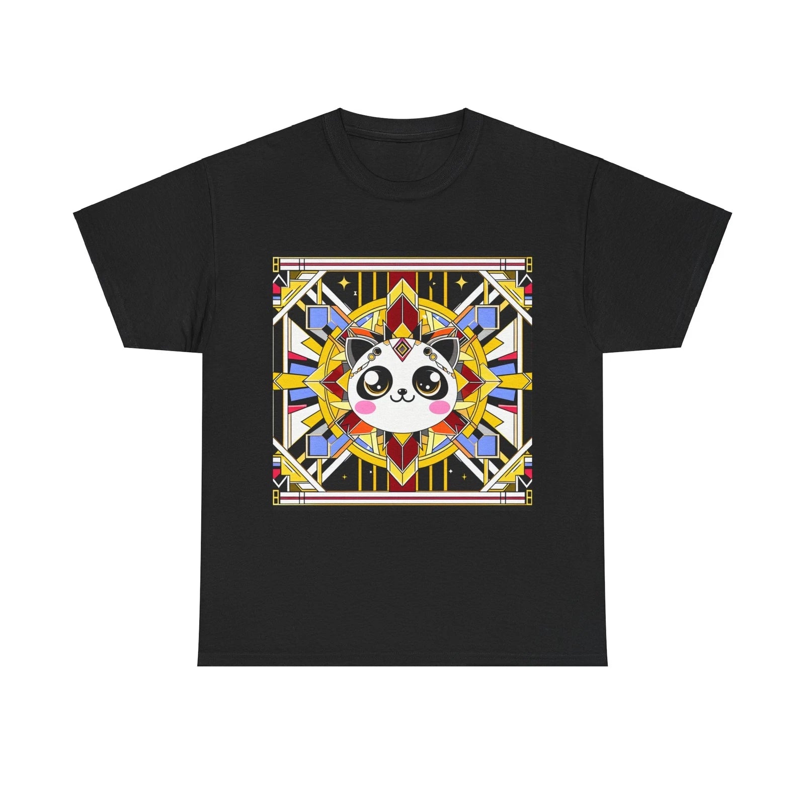 Unisex Adult T Shirt Art Deco Kawaii Cat Geometric Pattern Graphic Tee Cute Fun