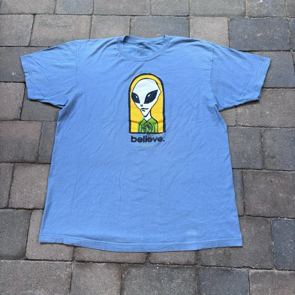Alien Workshop Blue Graphic T-Shirt Men’s Large Skateboard Logo Tee Cotton Y2K