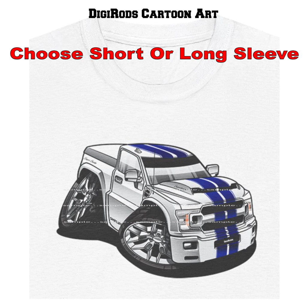 DigiRods Ford F-150 Shelby Super Snake Model Cartoon Truck White T Shirt