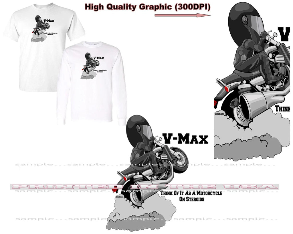 Yamaha V Max V-Max VMax Motorcycle On Steroids Biker DigiRods Cartoon T Shirt