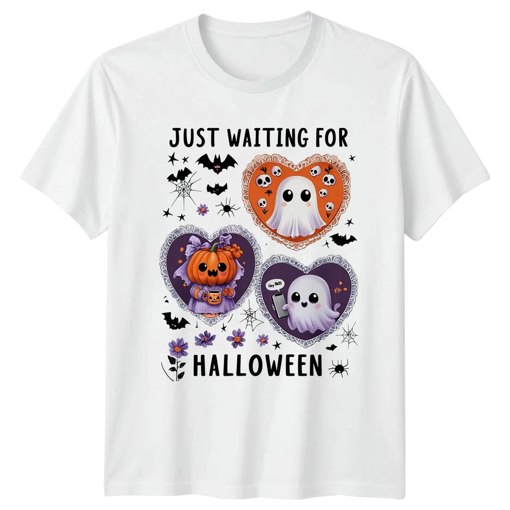Just Waiting For Halloween T-Shirt Kawaii Halloween Gift For Him And Her