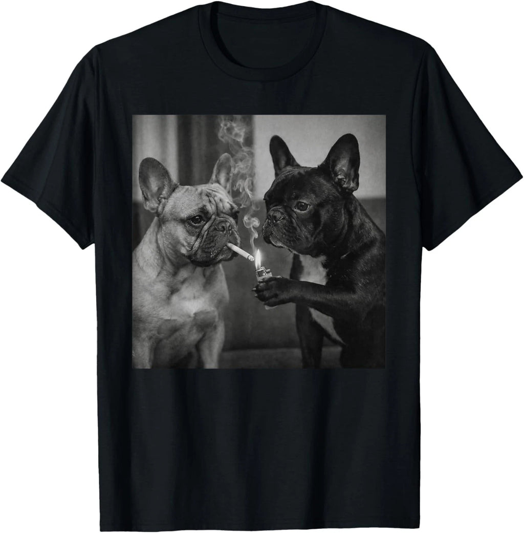 Frenchie Buddies Funny French Bulldog Smoking Cigarette Meme unisex T-Shirt
