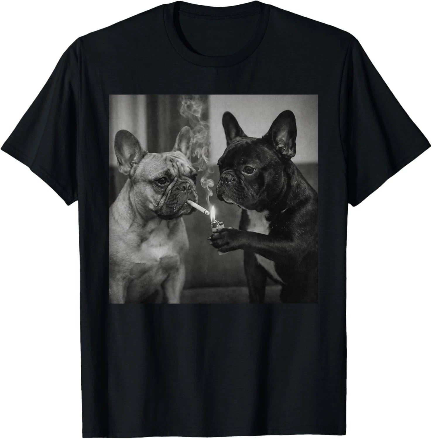 Frenchie Buddies Funny French Bulldog Smoking Cigarette Meme unisex T-Shirt