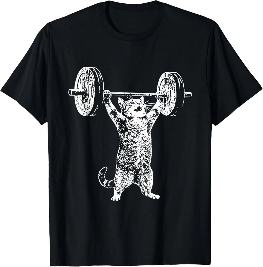 Funny Cat Gym Workout Deadlift Cat Meme Gym Pump Kitten T-Shirt